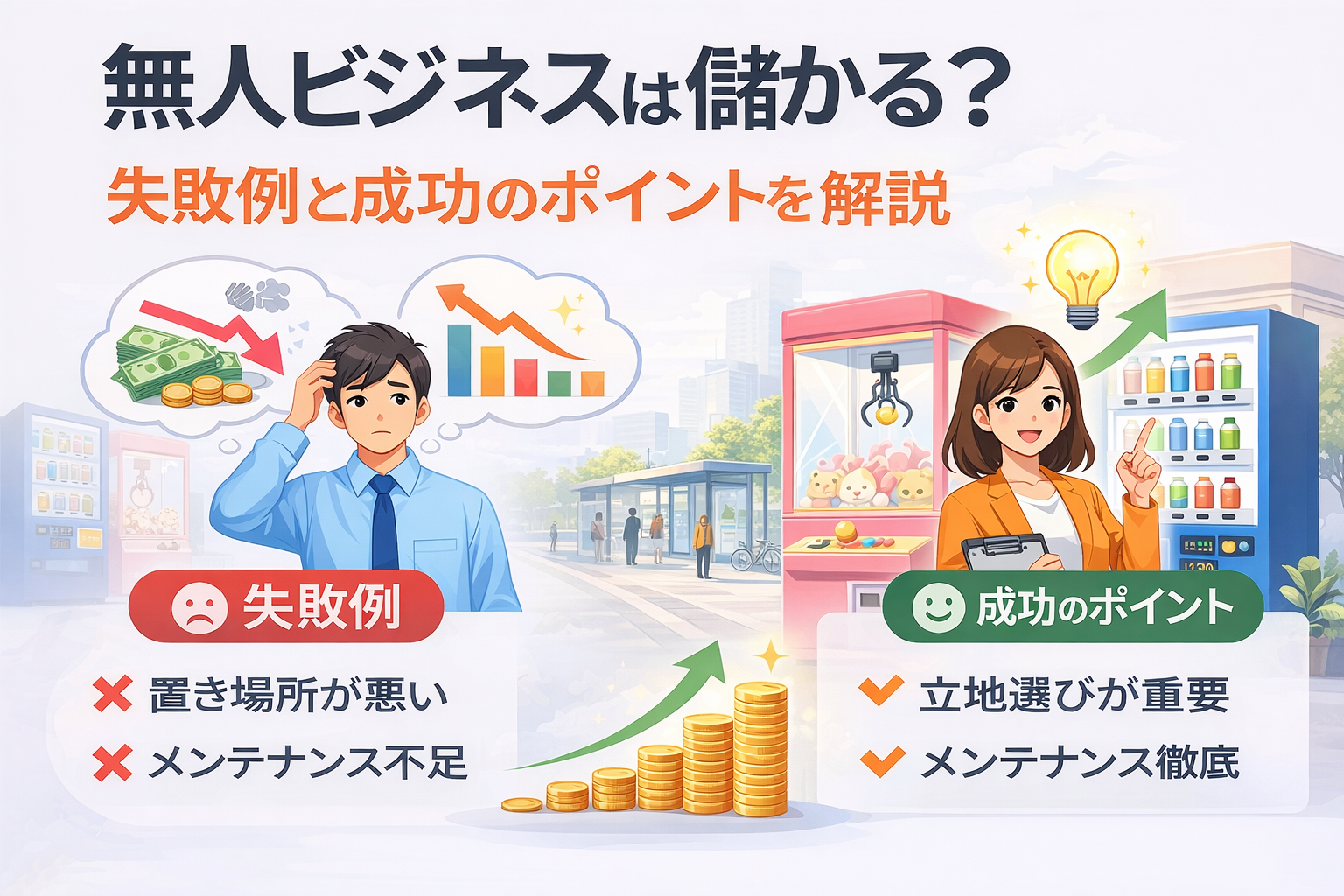 無人ビジネスは儲かる？失敗例と成功のポイントを解説